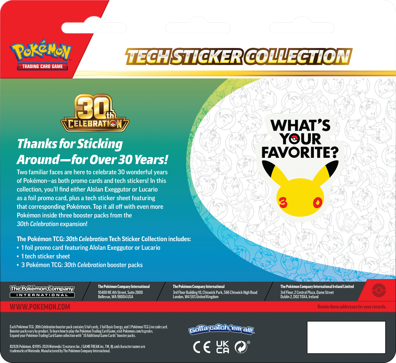 Pokémon TCG: 30th Celebration Tech Sticker Collection