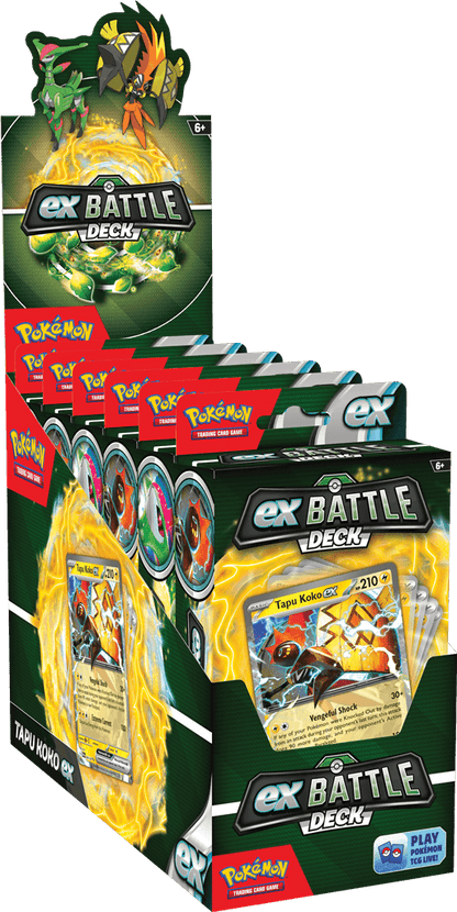 Pokémon Machtige Pokémon ex strijden voor de overwinning!Machtige Pokémon ex staan klaar om het slagveld op te stormen in de nieuwe Pokémon TCG: ex Battle Decks! Elk deck van 60 kaarten wordt geleid door een uitzonderlijke Pokémon ex en bevat alles wat je