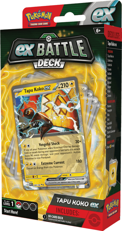 Pokémon Machtige Pokémon ex strijden voor de overwinning!Machtige Pokémon ex staan klaar om het slagveld op te stormen in de nieuwe Pokémon TCG: ex Battle Decks! Elk deck van 60 kaarten wordt geleid door een uitzonderlijke Pokémon ex en bevat alles wat je