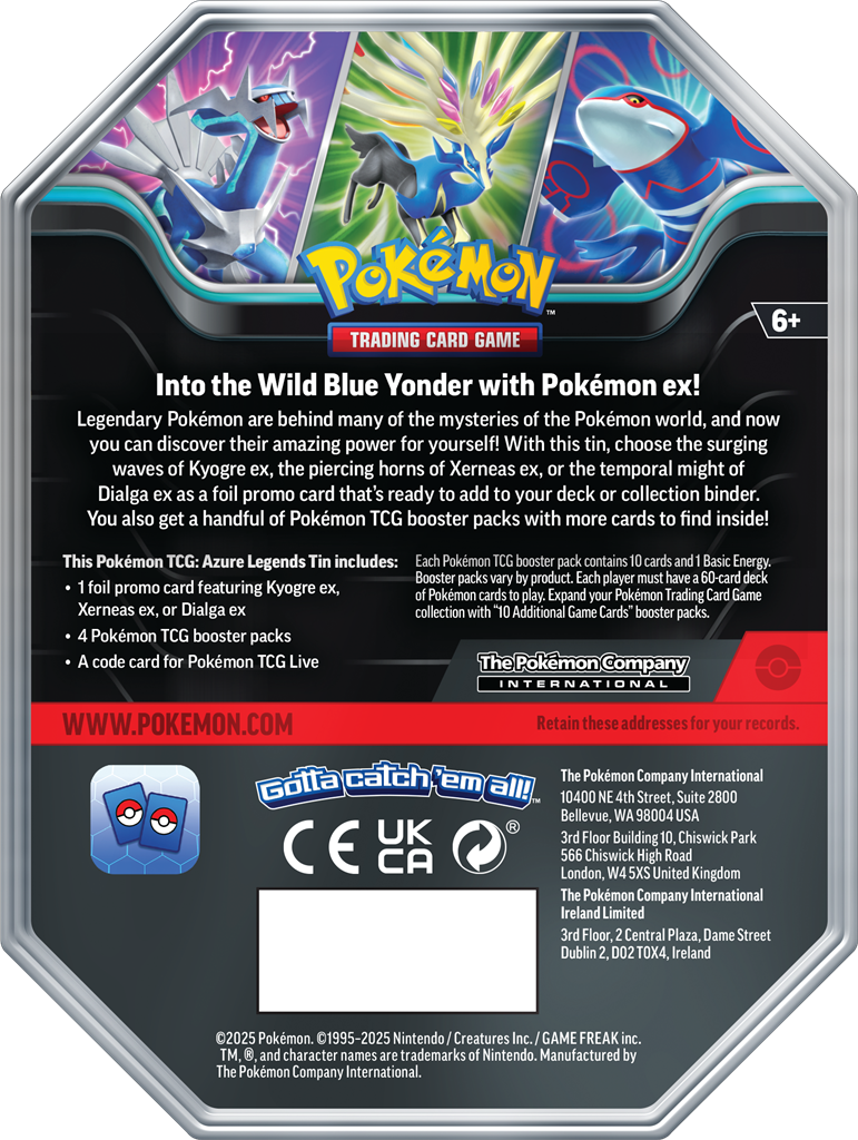 Pokémon Azure Legends ex Tin