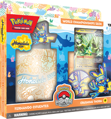 Pokémon Maak je klaar voor de strijd met de nieuwste Pokémon TCG World Champions Deck! Deze decks zijn replica's van decks die zijn gebruikt tijdens de Pokémon TCG Worlds 2024 in Hawaii. Elke Pokémon TCG World Champions Deck (WCS 2024) bevat: Deck bestaan