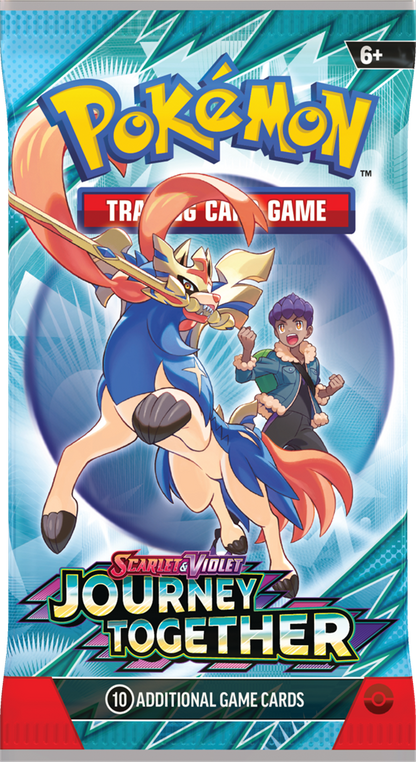 Pokémon Pokémon TCG SV09 - Journey Together!Met diep vertrouwen en vastberaden begeleiding helpen Trainers het beste in hun Pokémon naar boven te halen.De band die ze delen, stelt hen in staat als één te handelen in gevechten terwijl ze hun krachten tot h