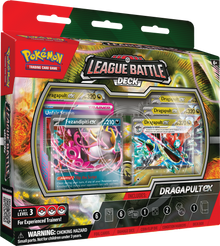 Pokémon Neem een duik en sla je tegenstanders knock-out met Dragapult ex!In dit product vind je de volgende items: 1 klaar om te spelen 60-kaart deck 6 toernooiklare schade-dobbelstenen 1 coin-flip dobbelsteen 2 munt-conditiemarkers 1 deck box 1 strategie