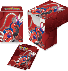 Pokémon Pokemon Deckbox - Koraidon.Holds up to 75 standard size card double-sleeved or 80 normal sleeved.Includes one themed deck dividerSelf-locking lid keeps card securely stored while also offering easy accessMade with archival-safe, rigid polypropylen