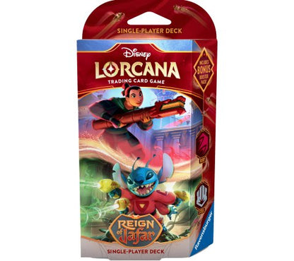 Lorcana Reign of Jafar Lorcana Starter Decks – Betreed de Magische Wereld van Disney Duik in de betoverende wereld van Disney met de Reign of Jafar Lorcana Starter Decks! Deze set is de perfecte manier om je avontuur in het Lorcana-kaartspel te beginnen.