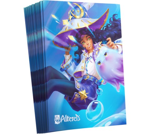 UITVERKOOP A pack of 50 Gamegenic Art Sleeves featuring artwork by Altered.These are the official card sleeves, available in various designs, that are optimized for Altered. The sleeves have a standard size so you can also use them for other card games th