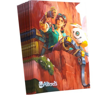 UITVERKOOP A pack of 50 Gamegenic Art Sleeves featuring artwork by Altered.These are the official card sleeves, available in various designs, that are optimized for Altered. The sleeves have a standard size so you can also use them for other card games th