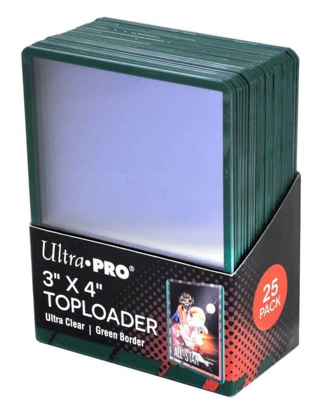 Toploaders 3"x4" Clear Regular Green Border (25)