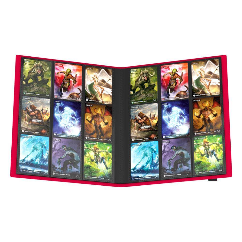 High quality Portfolio with flexible, durable cover and 20 integrated 18-pocket-pages for all standard and Japanese sized gaming cards.- Designed for 360 double-sleeved cards*- Durable and flexible cover- Elastic strap fastener- Side-loading pockets- Acid