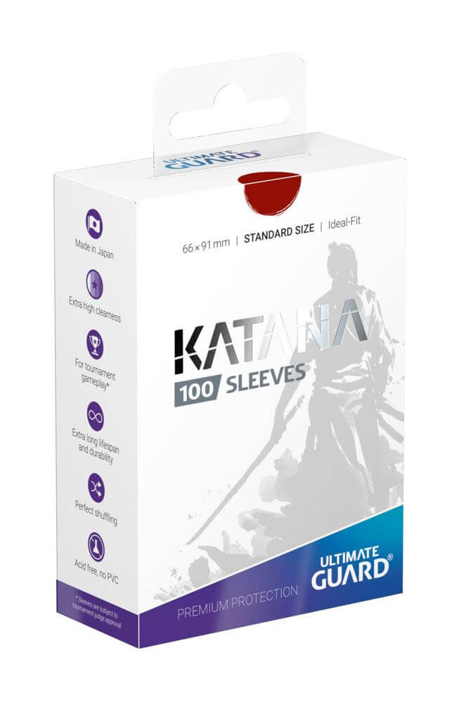 Accessoires Protect your cards like a Samurai with Ultimate Guard's Katana sleeves! Honoring the tradition of great Japanese craftmanship, these precision-made, top-of-the-line sleeves are fully opaque, extremely durable and will meet the highest standard