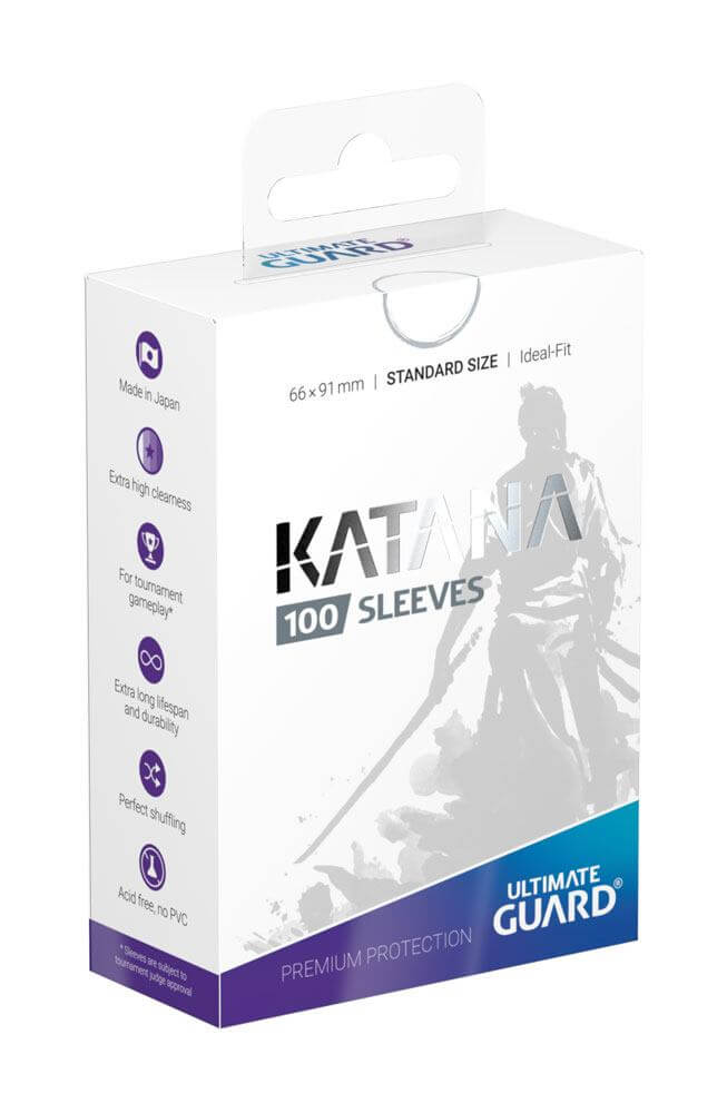 Accessoires Protect your cards like a Samurai with Ultimate Guard's Katana sleeves! Honoring the tradition of great Japanese craftmanship, these precision-made, top-of-the-line sleeves are fully opaque, extremely durable and will meet the highest standard