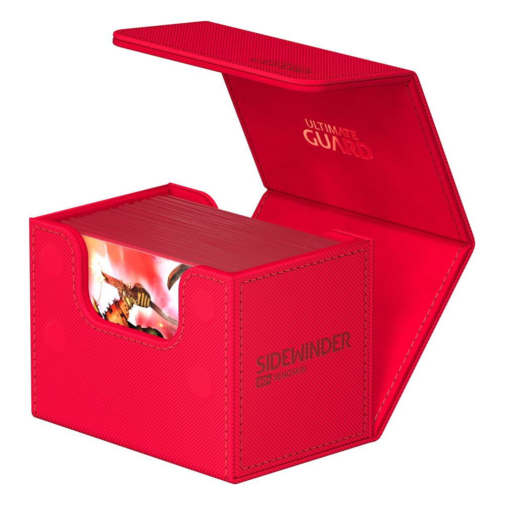 Accessoires Our convenient Sidewinder 80+ deck case provides easy access from both sides to your card deck. The box is optimized to hold 80 double-sleeved or 100 single-sleeved standard sized cards in Ultimate Guard Sleeves. The vibrant and elegant monoch
