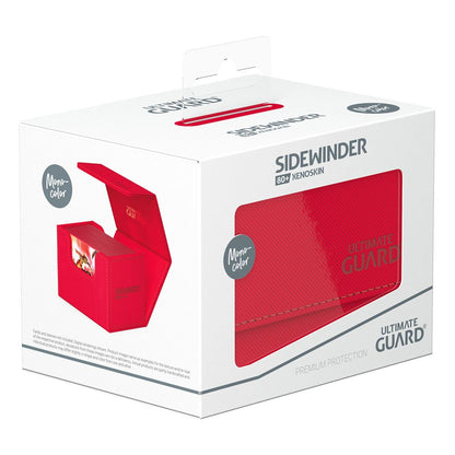 Accessoires Our convenient Sidewinder 80+ deck case provides easy access from both sides to your card deck. The box is optimized to hold 80 double-sleeved or 100 single-sleeved standard sized cards in Ultimate Guard Sleeves. The vibrant and elegant monoch