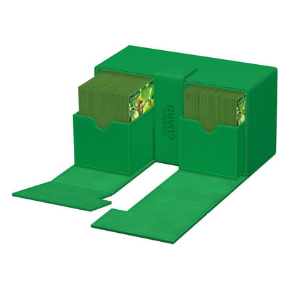 Accessoires One box, two card decks, and additional accessory tray: Our Twin Flip'n'Tray 200+ offers all the features a great deck box needs. Doubling the size of our classic Flip'n'Tray 100+, this box is the big sibling everyone is looking for. The Twin