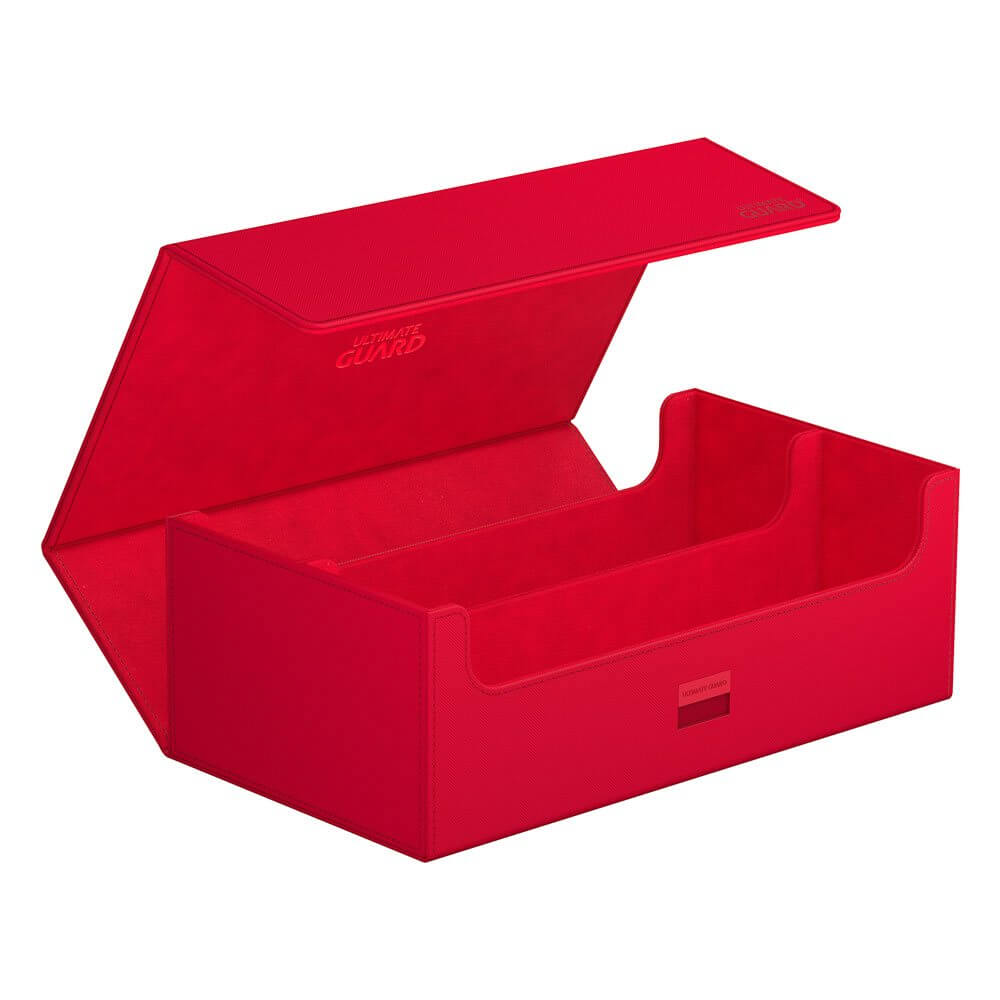 Accessoires Double your storage with our Arkhive 800+! This box offers space for more than 800 double-sleeved cards in standard size, can hold 350 Toploaders, or its two rows can simply be filled with a selection of your favorite deck boxes and cases. Its