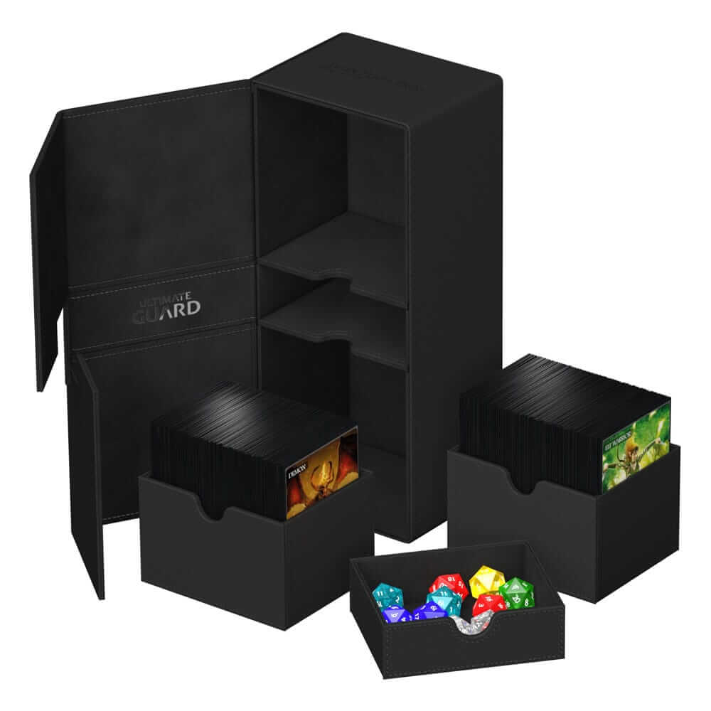 Accessoires Twice the room for big decks!The same Twin Flip'n'Tray you already know, but bigger! Specially designed for Commander/EDH** decks, the 2022 Exclusive Twin Flip'n'Tray 266+ has room for all kinds of large and regular decks in double or single s