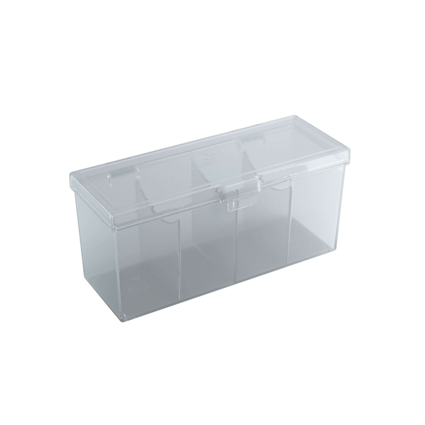 Accessoires Doorzichte Fourtress opbergbox waarin je volledige decks, dobbelstenen, tokens en 320 kaarten met dubbele sleeves kunt opbergen.