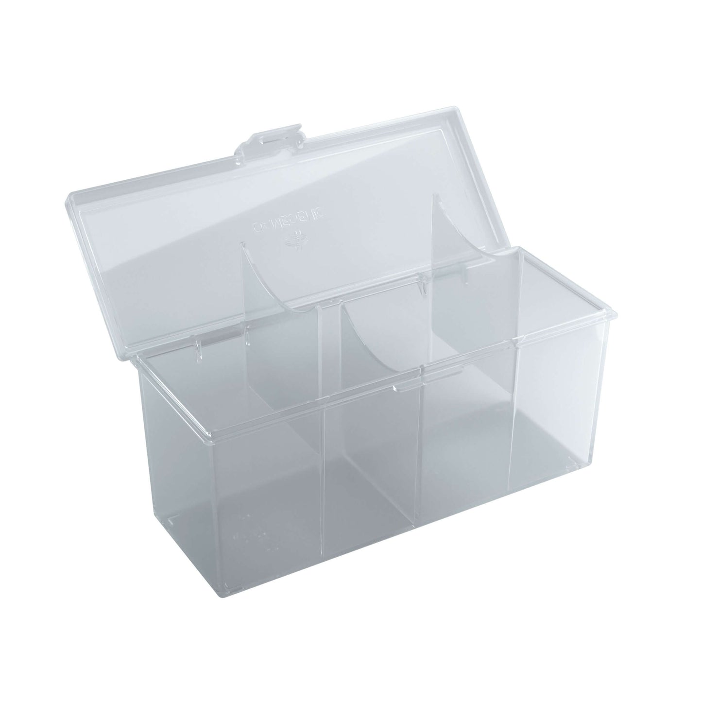 Accessoires Doorzichte Fourtress opbergbox waarin je volledige decks, dobbelstenen, tokens en 320 kaarten met dubbele sleeves kunt opbergen.