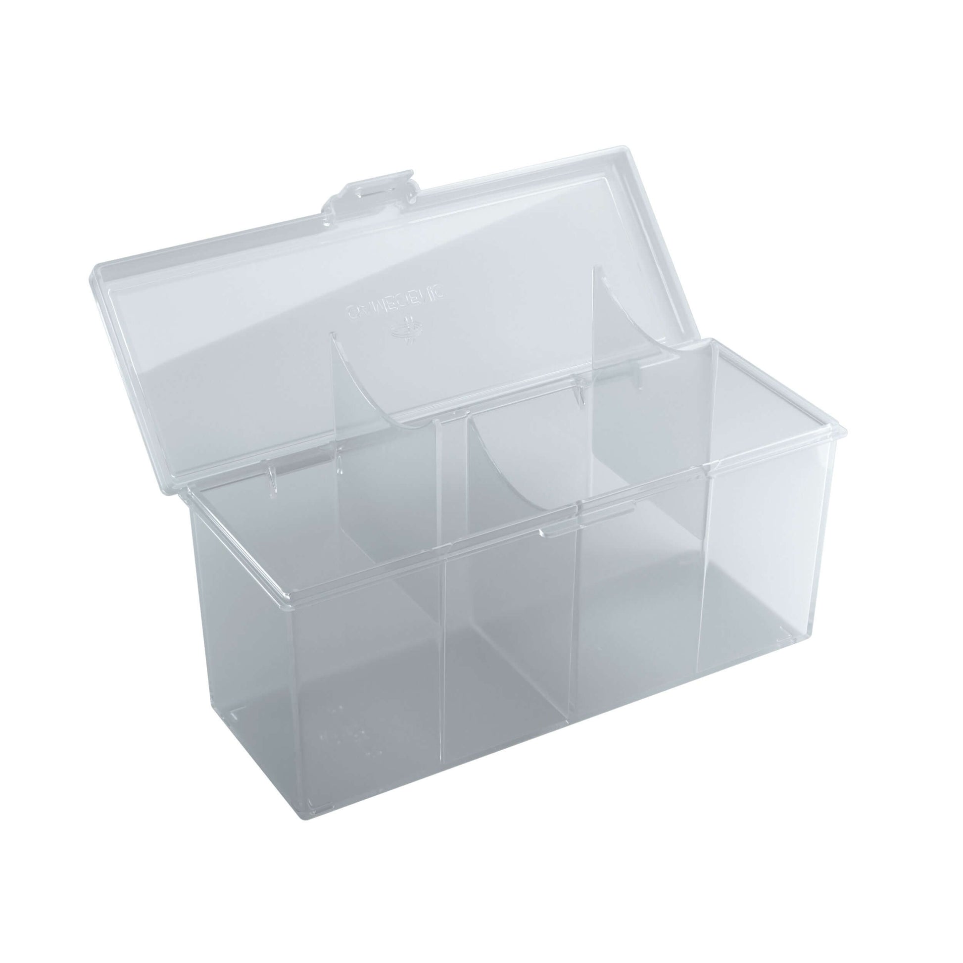 Accessoires Doorzichte Fourtress opbergbox waarin je volledige decks, dobbelstenen, tokens en 320 kaarten met dubbele sleeves kunt opbergen.