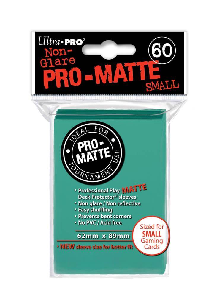 Accessoires Aqua-kleurige Deck Protectors Pro-Matte Non-Glare voor smalle kaarten (62x89 mm). Een pakje bevat 60 deck protectors.