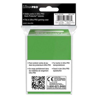 Accessoires Lime groenkleurige deckbox voor het veilig bewaren en vervoeren van maximaal 80 standaard speelkaarten in deck protector sleeves.