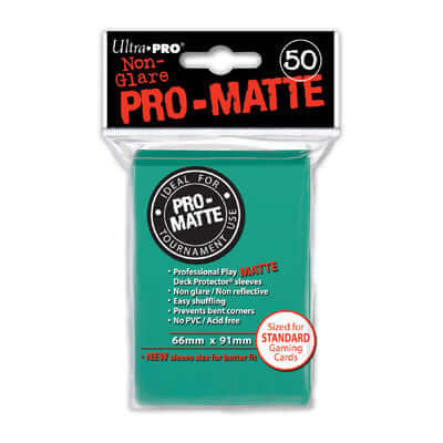 Accessoires Aqua-kleurige Deck Protectors Pro-Matte Non-Glare voor standaard kaarten (66x91 mm). Een pakje bevat 50 deck protectors.
