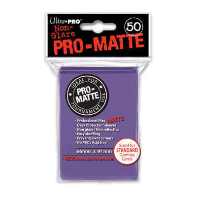 Accessoires Paarse Deck Protectors Pro-Matte Non-Glare voor standaard kaarten (66x91 mm). Een pakje bevat 50 deck protectors.