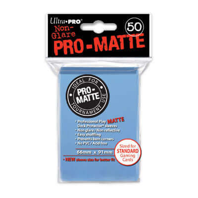 Accessoires Lichtblauwe Deck Protectors Pro-Matte Non-Glare voor standaard kaarten (66x91 mm). Een pakje bevat 50 deck protectors.