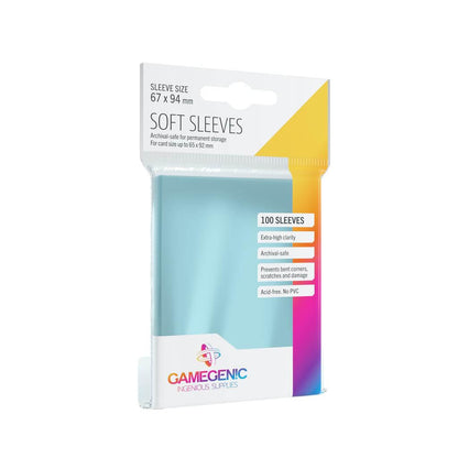Accessoires Pak van 100 Soft Sleeves (67x94mm) om een grote collectie kaarten (tot 65x92mm) schoon en veilig te houden.