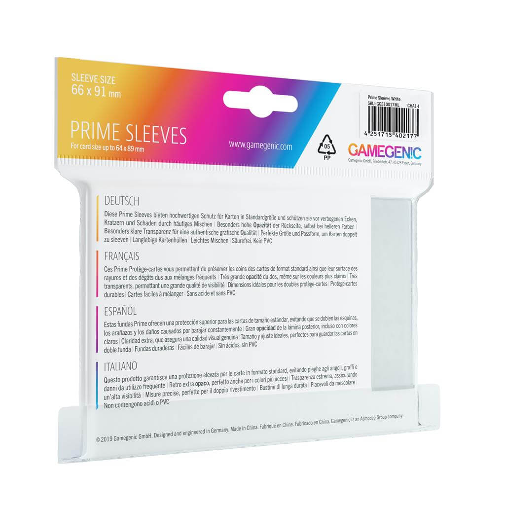 Accessoires Deze witte Prime Sleeves bieden een hoogwaardige bescherming voor standaard formaat kaarten van maximaal 64x89mm.