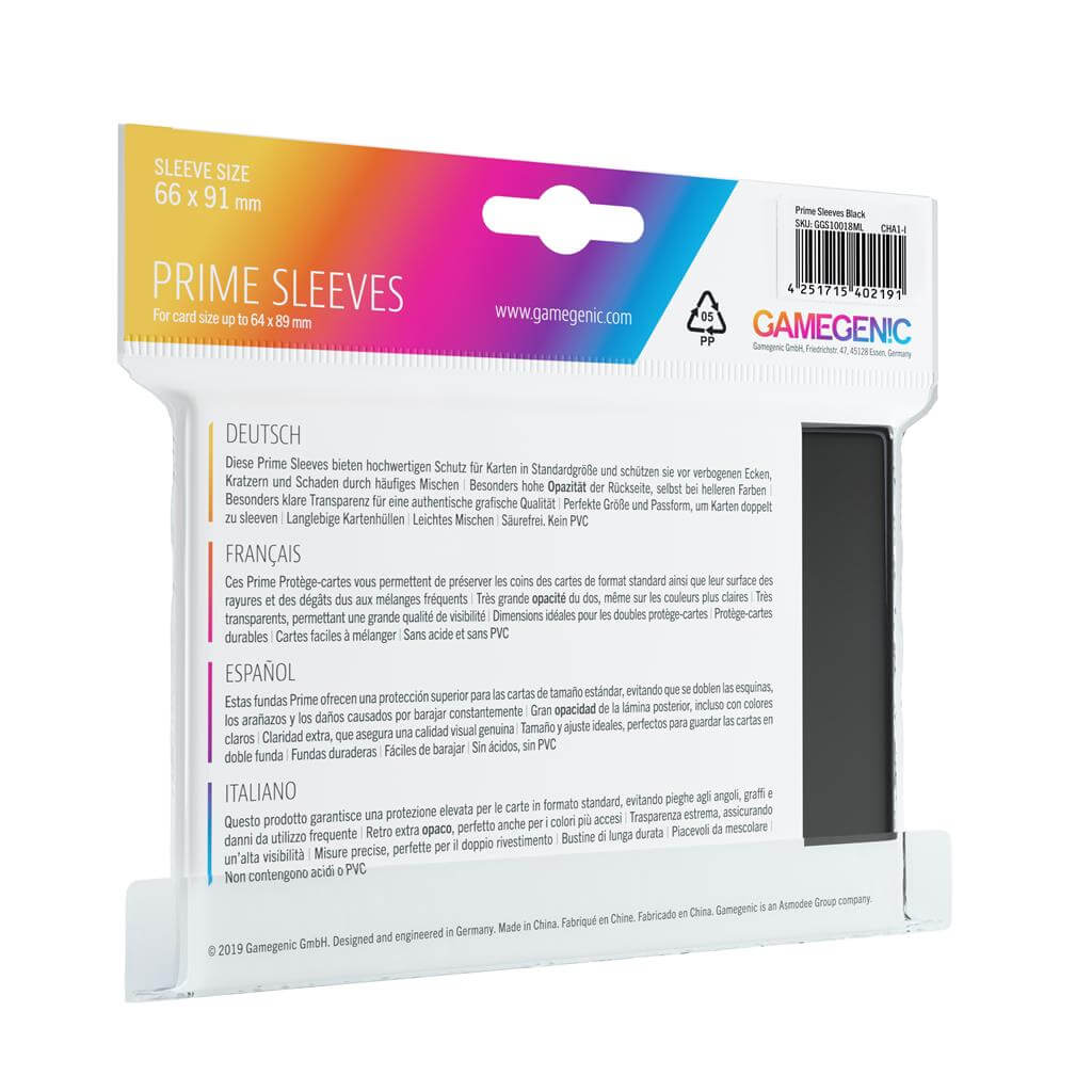 Accessoires Deze zwarte Prime Sleeves bieden een hoogwaardige bescherming voor standaard formaat kaarten van maximaal 64x89mm.