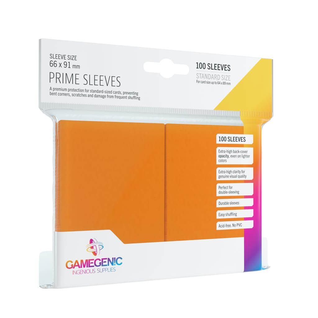 Accessoires Deze oranje Prime Sleeves bieden een hoogwaardige bescherming voor standaard formaat kaarten van maximaal 64x89mm.