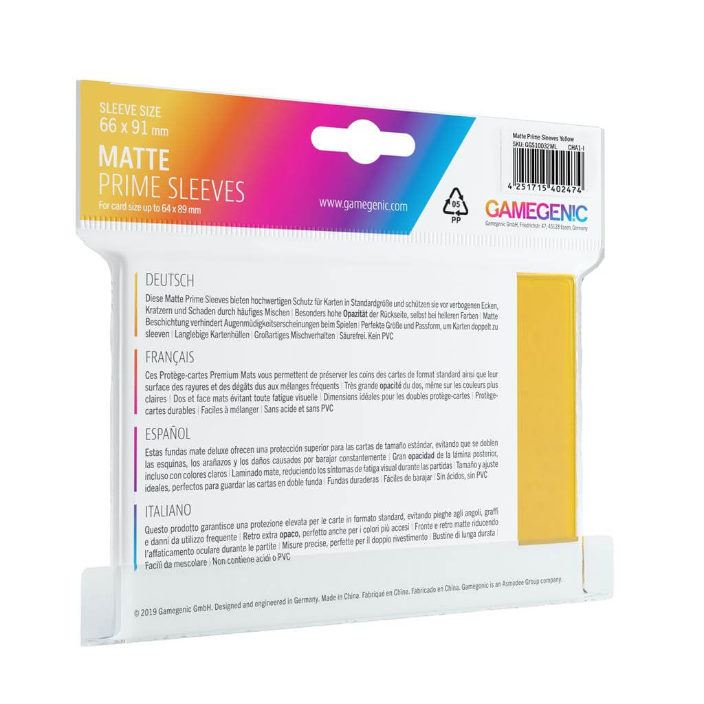 Accessoires Deze gele Matte Sleeves bieden een hoogwaardige bescherming voor standaard formaat kaarten van maximaal 64x89mm.