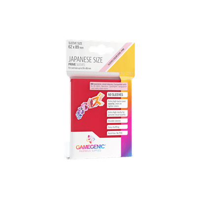Accessoires The Japanese Size Prime Sleeves are 62 x 89 mm in size. They are ideal for card games like Yu-Gi-Oh!TM, NarutoTM, Cardfight!! VanguardTM and many others. These Japanese-Sized sleeves not only offer great protection for game cards. They also pr