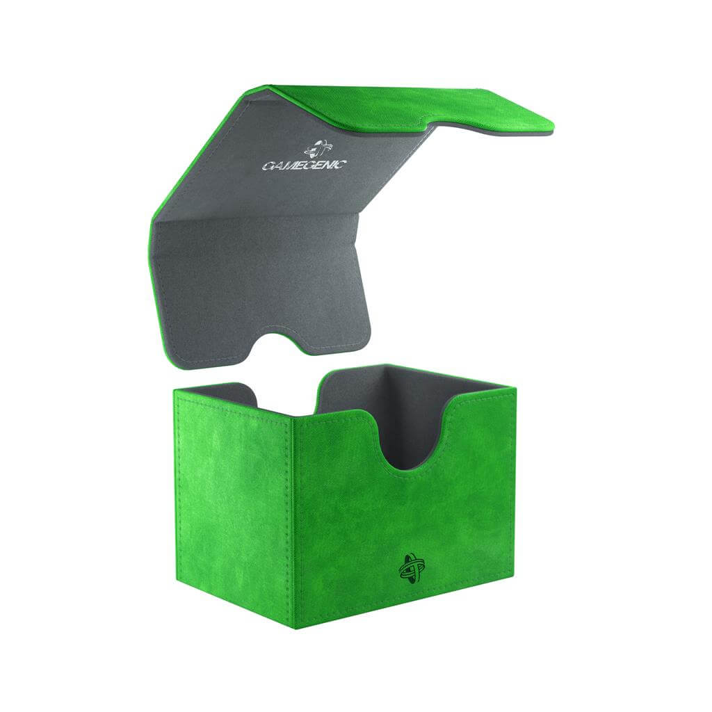 Accessoires Deze groene, aanpasbare Sidekick deckbox is geschikt voor een deck van 100 kaarten met dubbele sleeves.