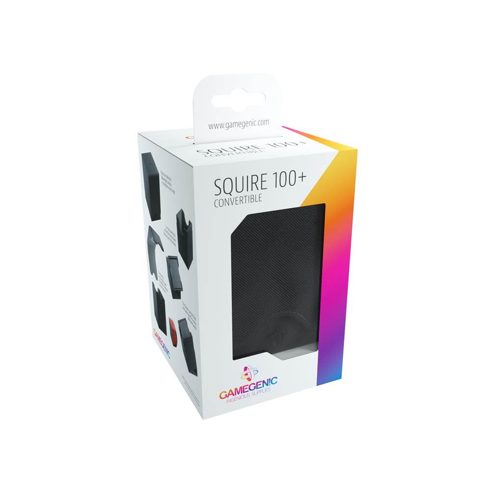 Accessoires Deze zwarte, aanpasbare Squire deckbox is geschikt voor een deck van 100 kaarten met dubbele sleeves.