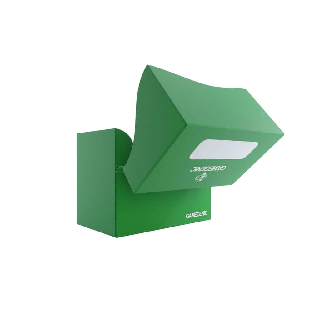 Accessoires Groene, casual sideloading deckbox die geschikt is voor het beschermen en opbergen van maximaal 80 kaarten met dubbele sleeves.