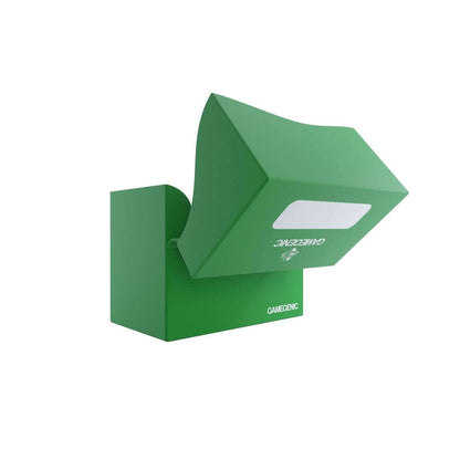 Accessoires Groene, casual sideloading deckbox die geschikt is voor het beschermen en opbergen van maximaal 80 kaarten met dubbele sleeves.