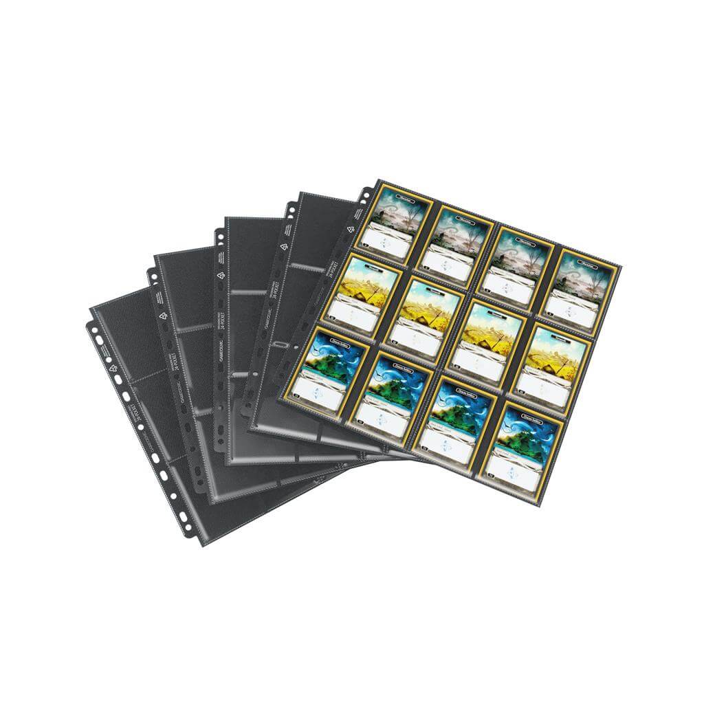 Accessoires 24-pocket pagina's van hoge kwaliteit, geschikt voor Playset Ring Binders. Deze pack bevat 10 zwarte, sideloading pagina's.