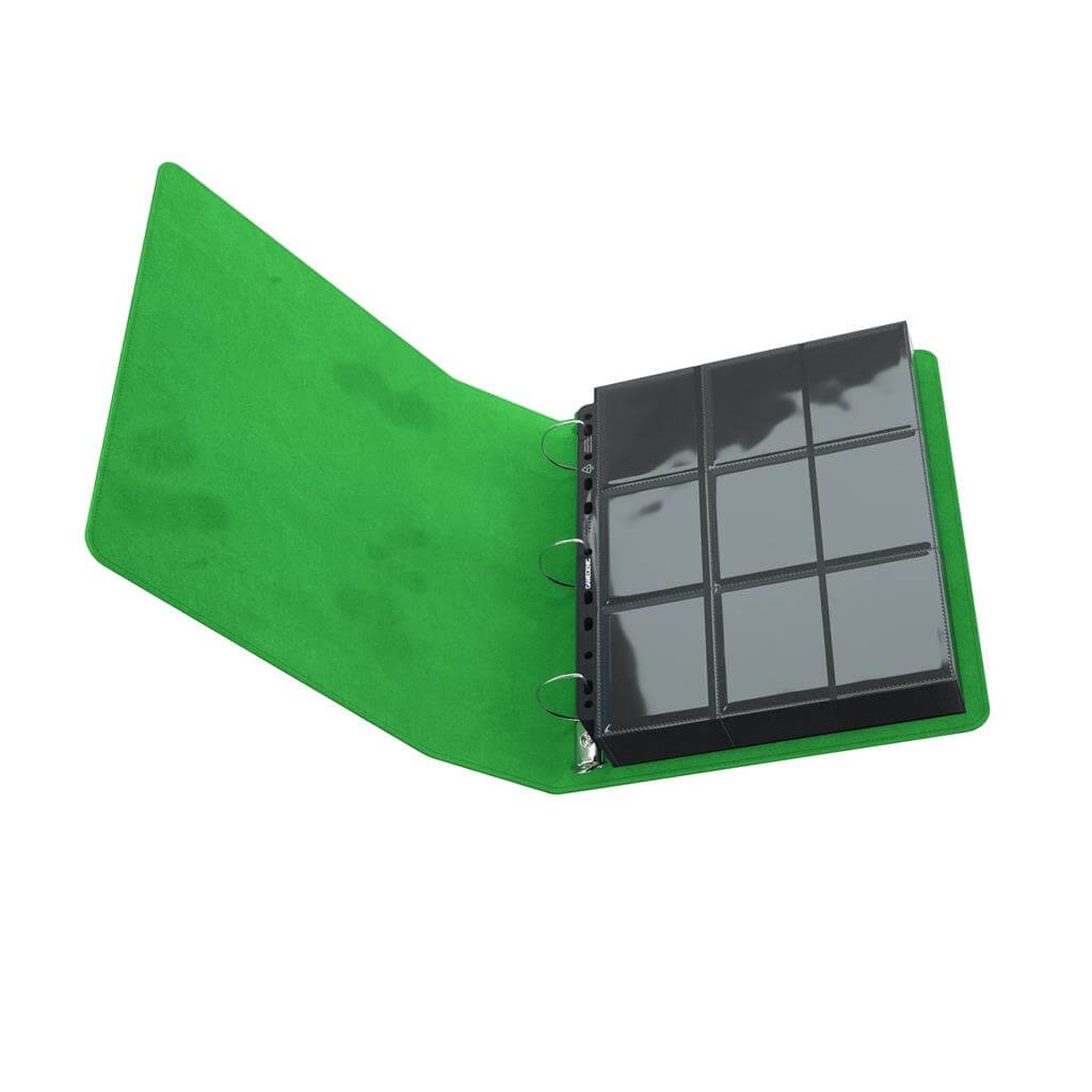 Accessoires Groene ringbandmap met 3 sterke ringen voor zowel 18-pocket als 9-pocket pagina's.